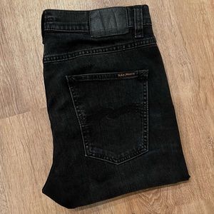 NUDIE Jeans Black Slim Fit Jeans Size W31 L30 Lean Dean Nightrider Stretch Denim